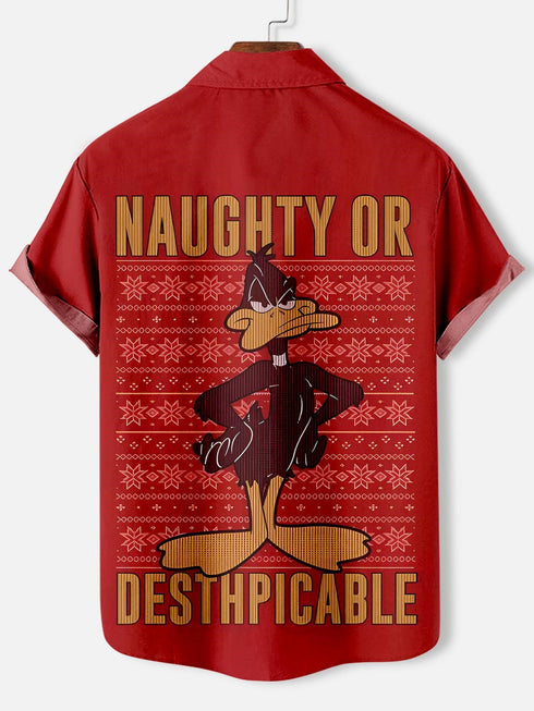 Men's Christmas Cartoon Funny Graphic Short Sleeve Hawaiian Shirt